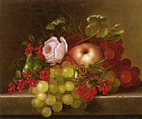 Still Life with Peach_ Grapes and Rosehips by Adelheid Dietrich